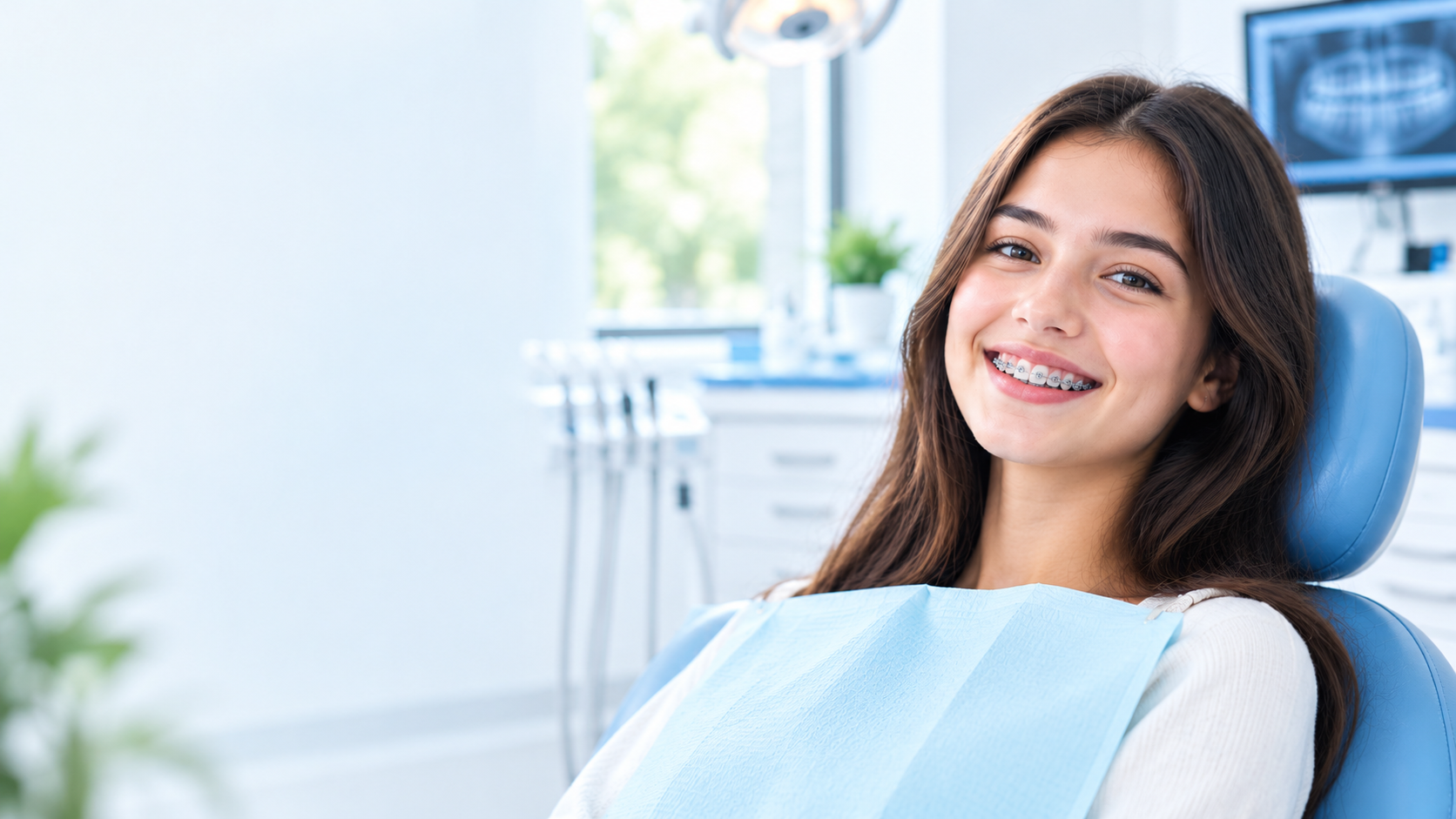 Patient smiling after orthodontic treatment